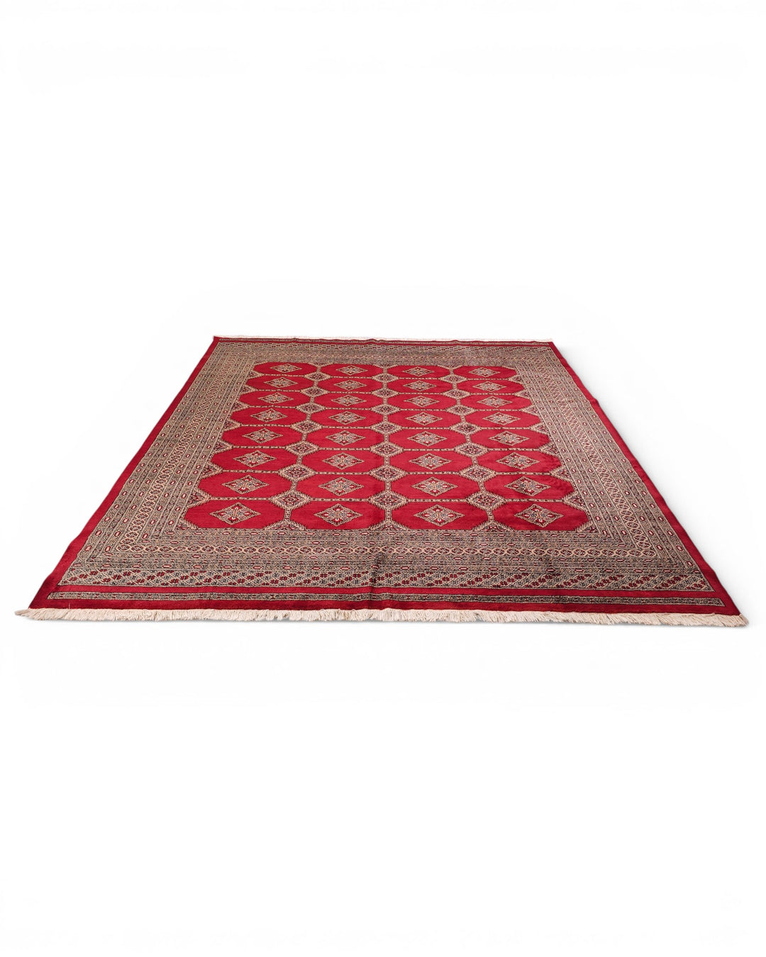 Red Gul Pakistani Jaldar, Hand-Knotted Wool Rug