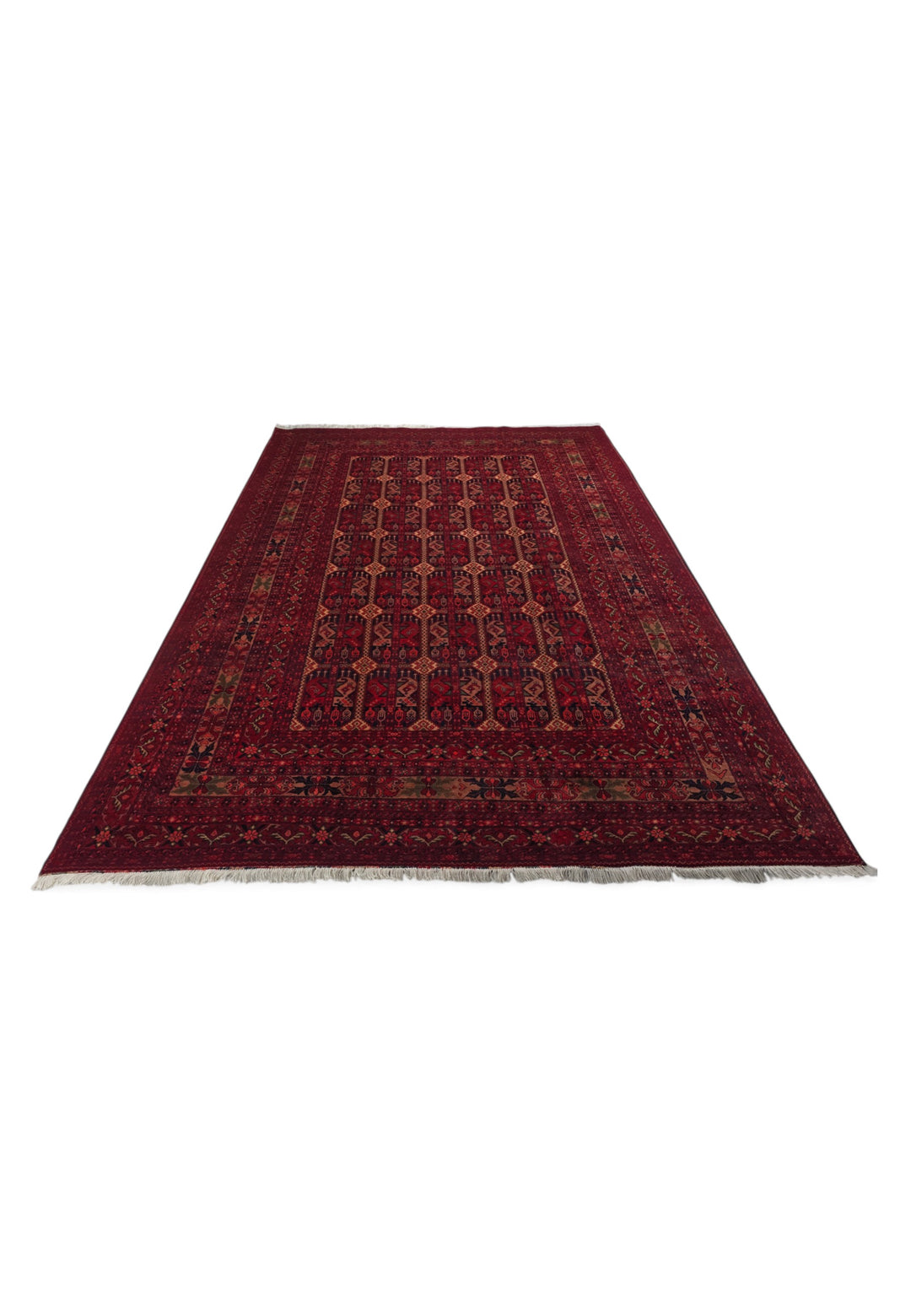 Deep Burgundy Panel Khal Mohammadi Rug, Hand-Knotted Wool