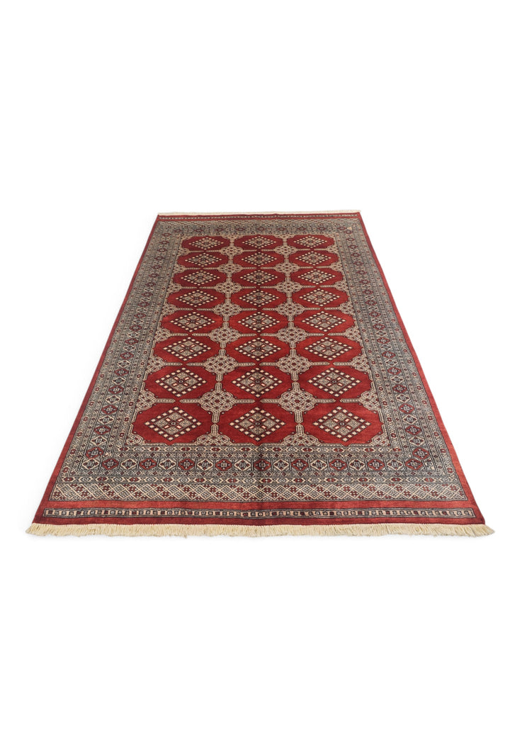 Brick Red and Cream Turkmen Gül Bokhara, Hand-Knotted Wool Rug