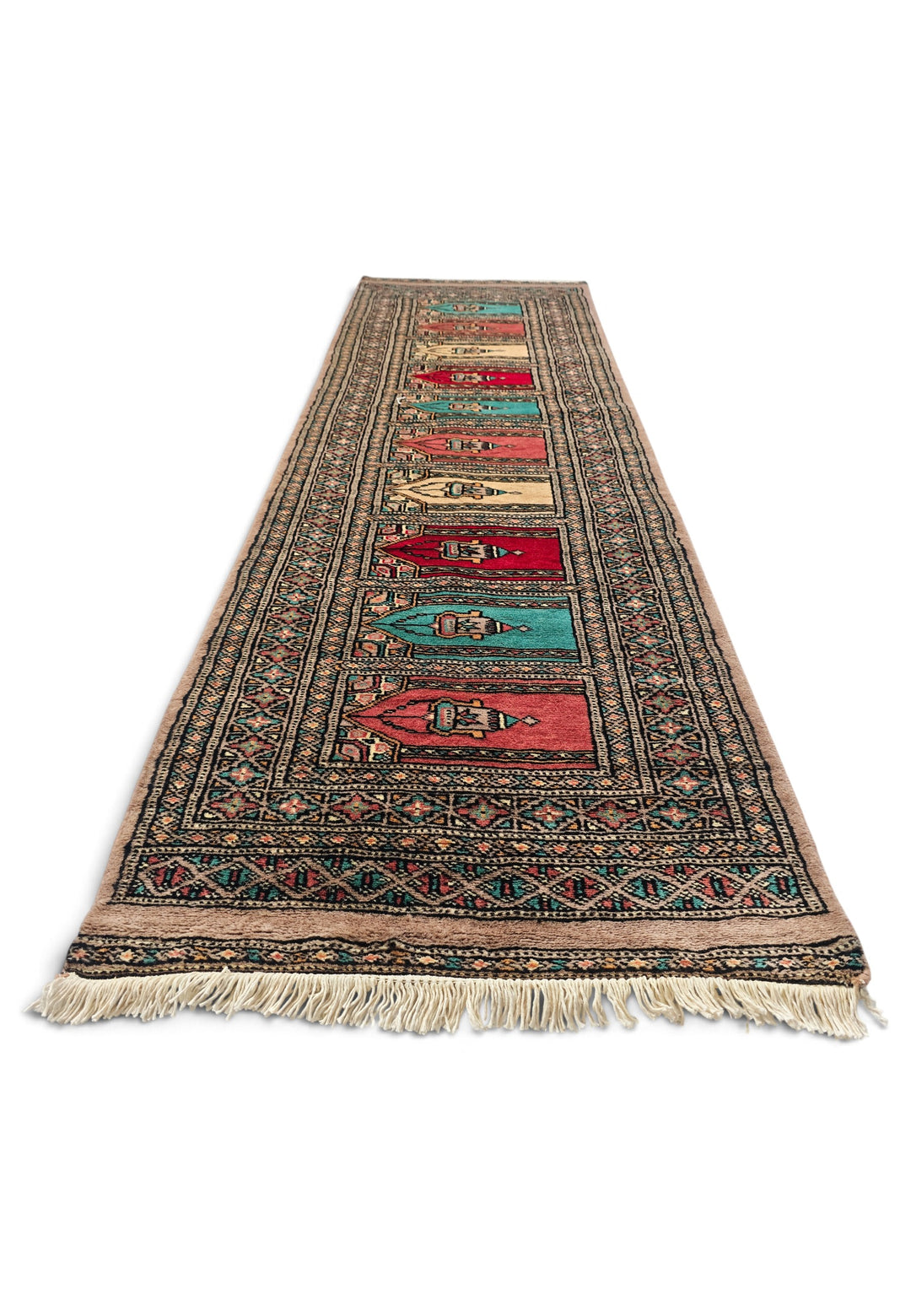 Camel Saf Multi-Niche Prayer Rug, Hand-Knotted Wool