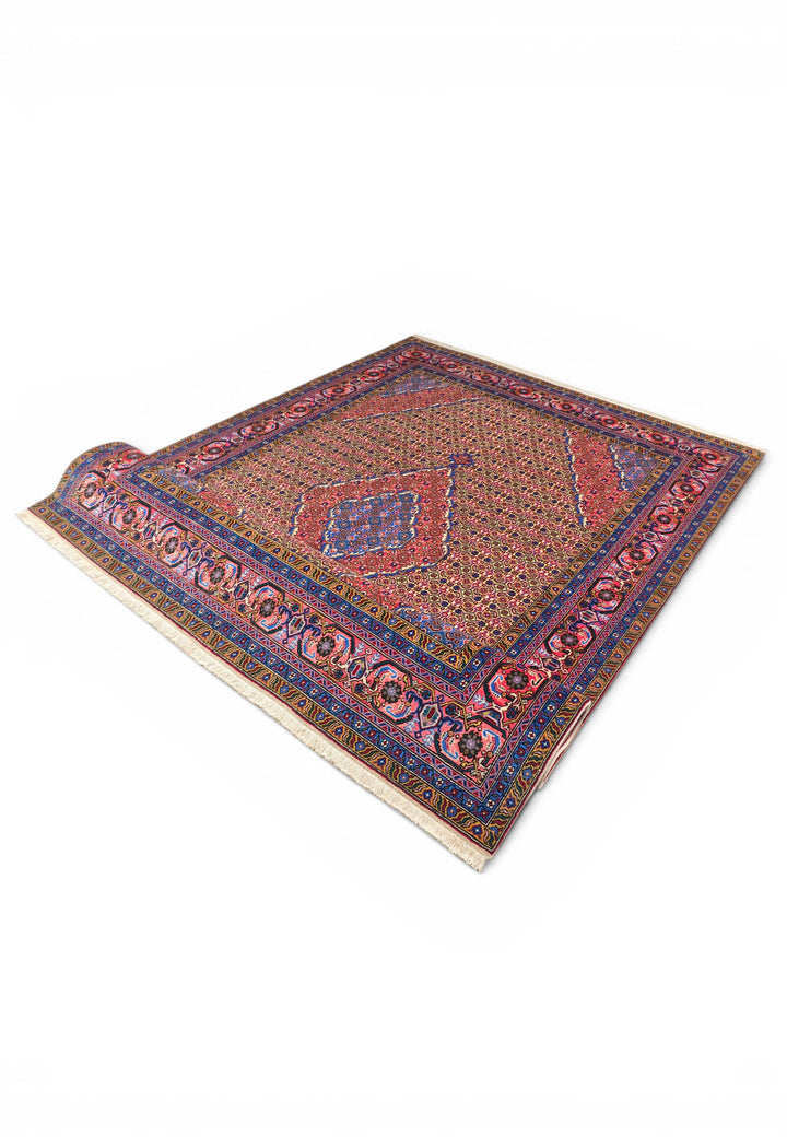 Camel Mahi Medallion Persian Ardabil, Hand-Knotted Wool Rug