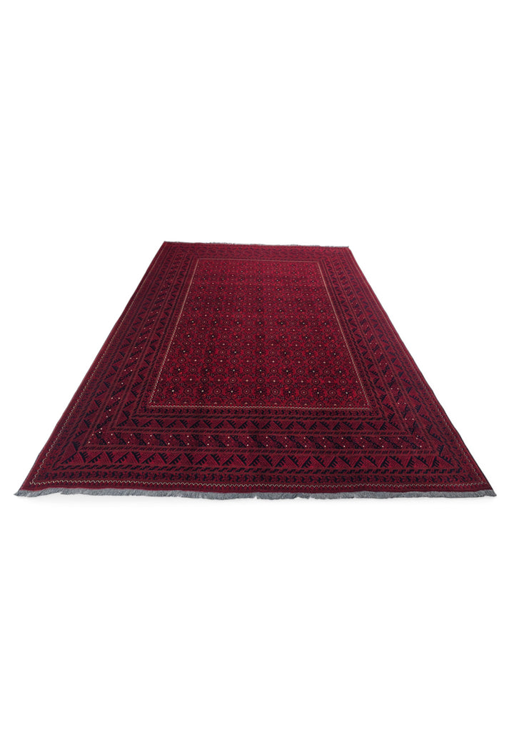 Wine Red Mina Khani, Hand-Knotted Wool Rug