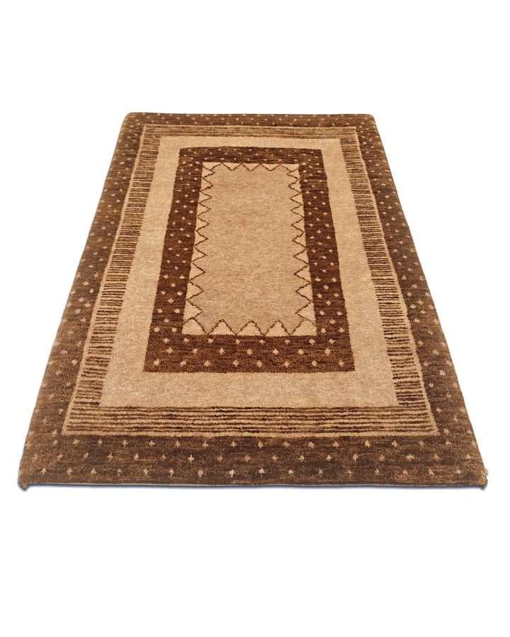 Camel &amp; Brown Gabbeh, Hand-Knotted Afghan Wool Rug