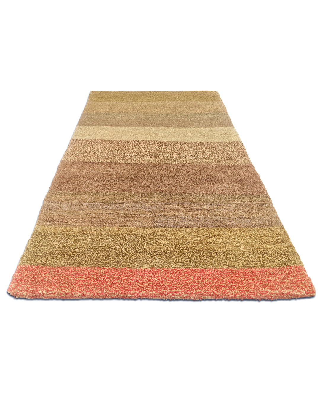 Earth &amp; Coral Stripe Gabbeh, Hand-Knotted Afghan Wool Rug