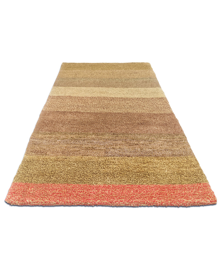 Earth &amp; Coral Stripe Gabbeh, Hand-Knotted Afghan Wool Rug