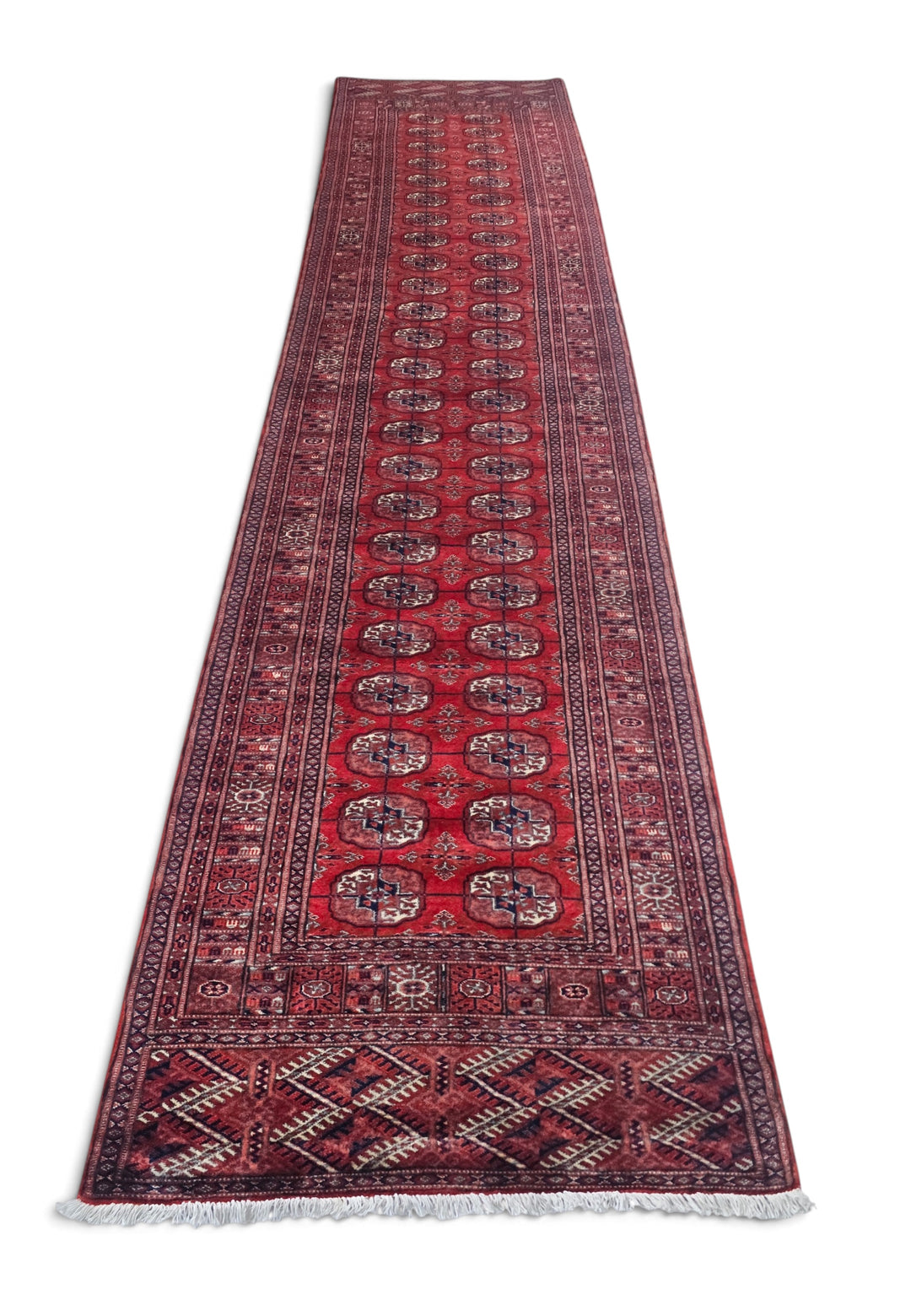 Deep Red and Cream Turkmen Gül Bokhara, Hand-Knotted Sherwan