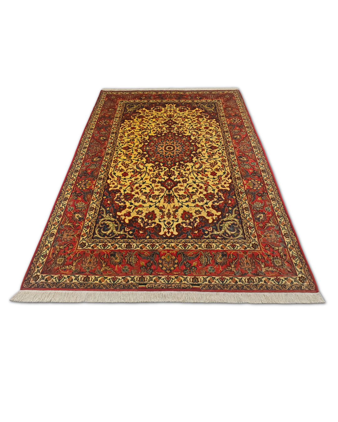 Gold Medallion Sirafian Isfahan, Hand-Knotted Wool Rug