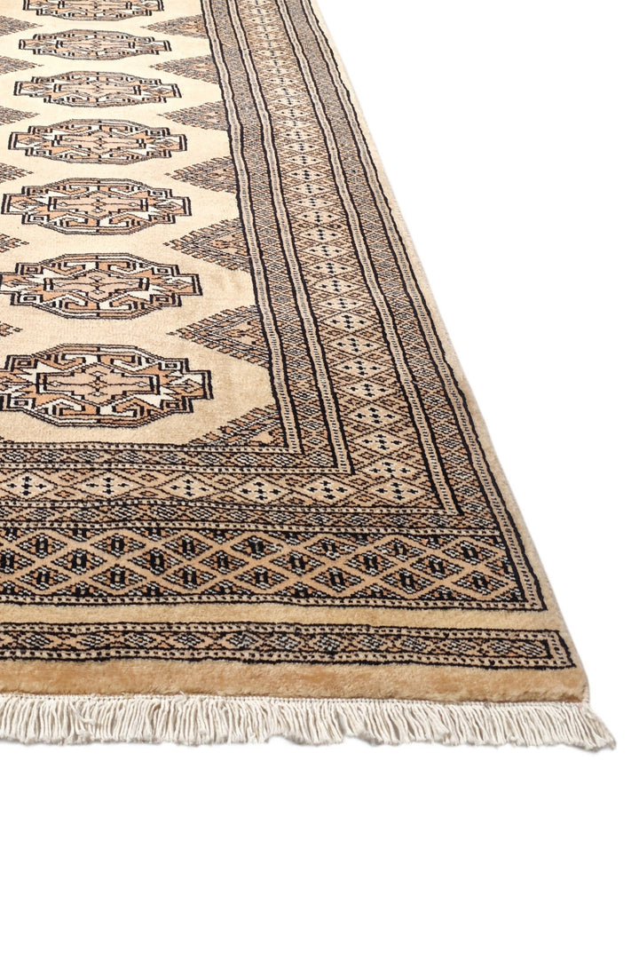 Golden Tan and Beige Yamoud Rug, Hand-Knotted Wool