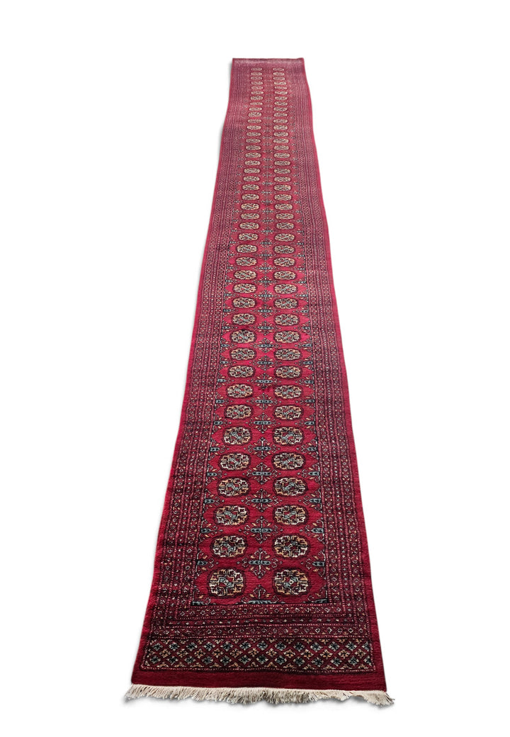 Wine Red Turkmen Gül Bokhara Rug, Hand-Knotted Wool