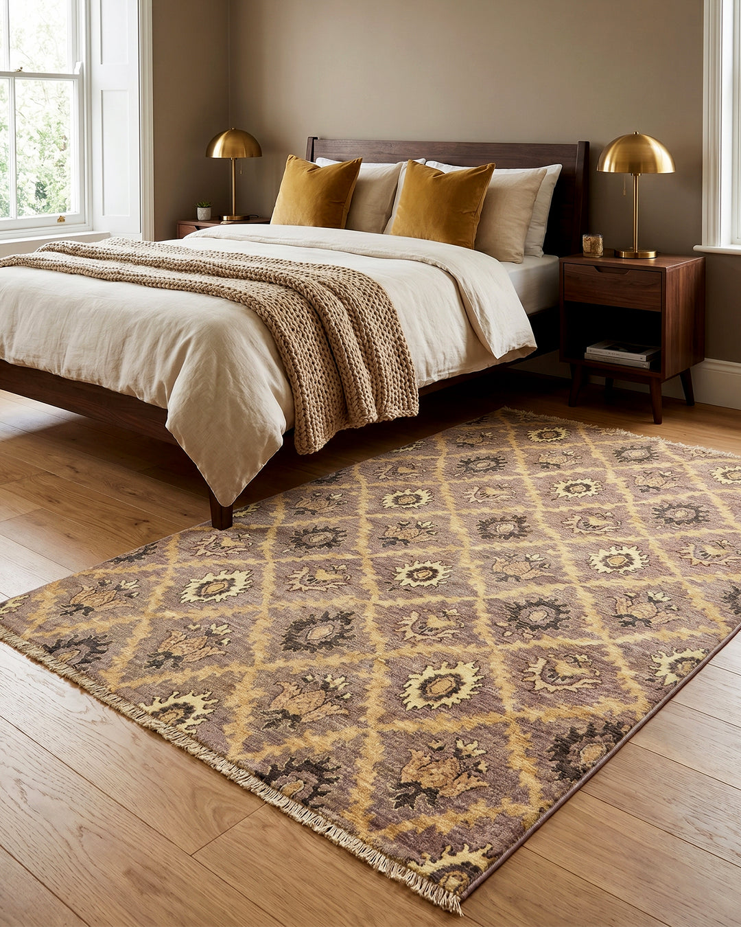 Wisteria Trellis Gabbeh, Hand-Knotted Afghan Wool &amp; Silk Rug
