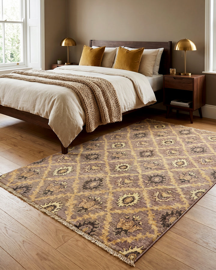 Wisteria Trellis Gabbeh, Hand-Knotted Afghan Wool &amp; Silk Rug