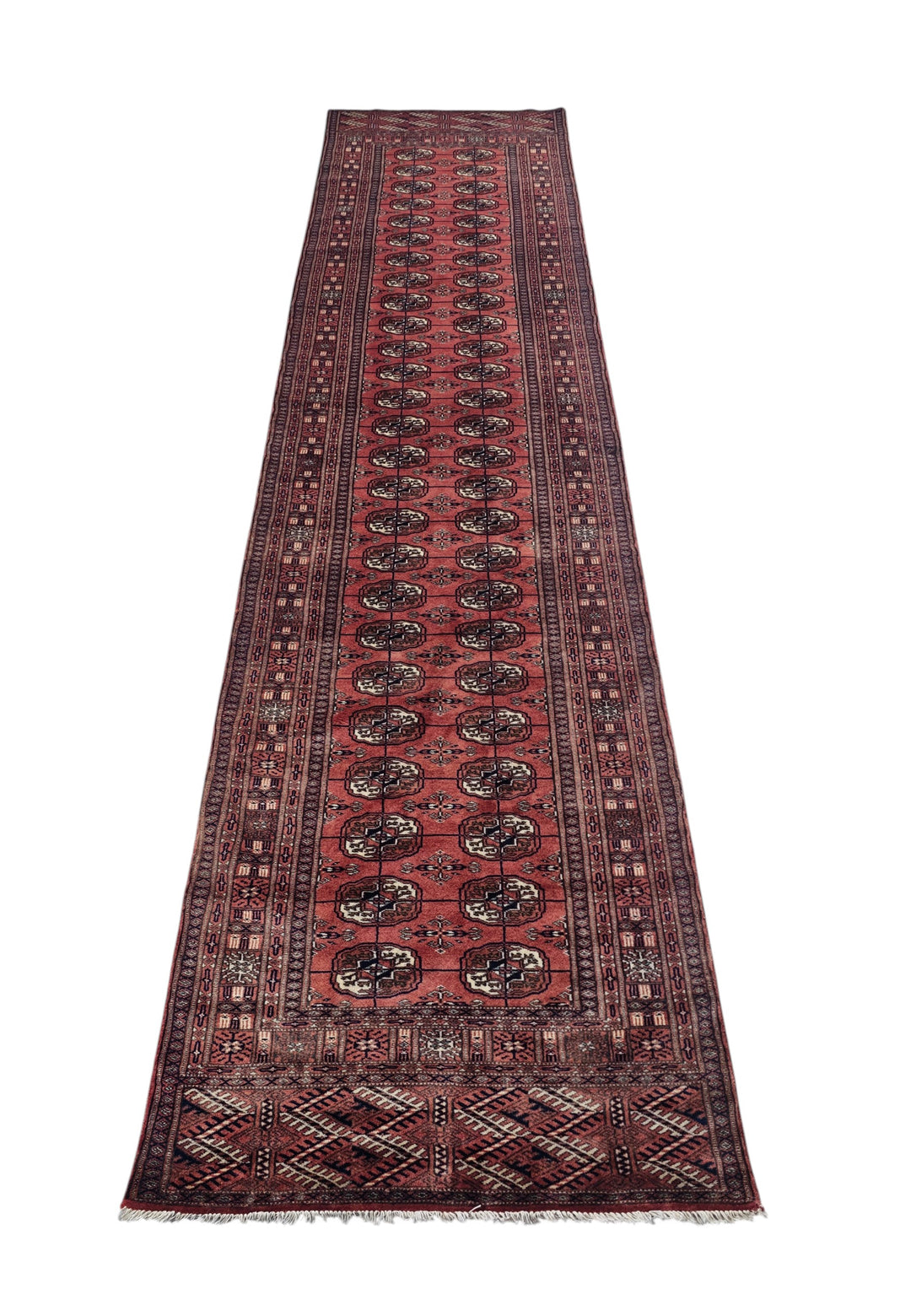 Brick Red and Ivory Turkmen Gül Bokhara, Hand-Knotted Sherwan