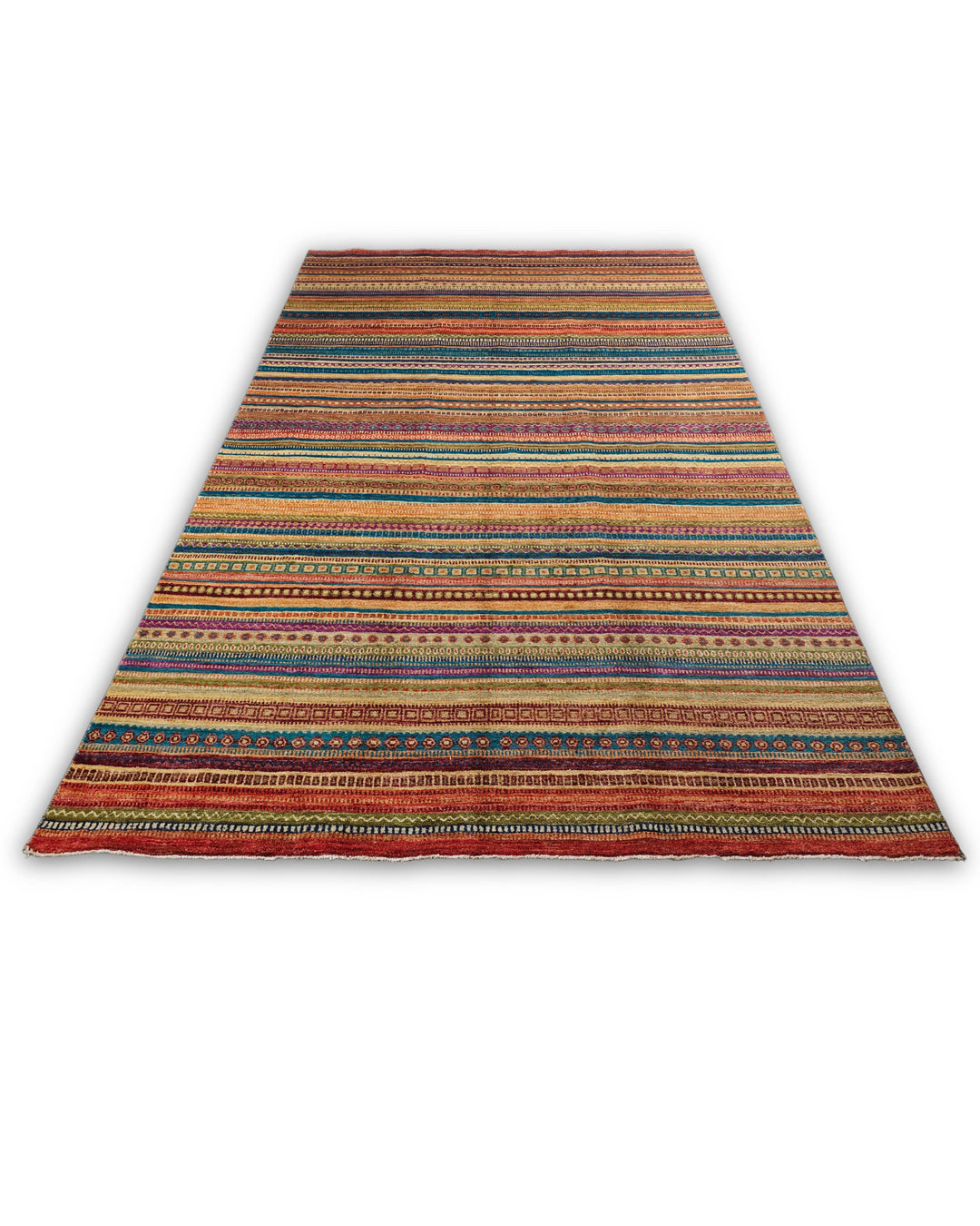 Multicolour Tribal Stripe Ghazni, Hand-Knotted Afghan Wool Rug