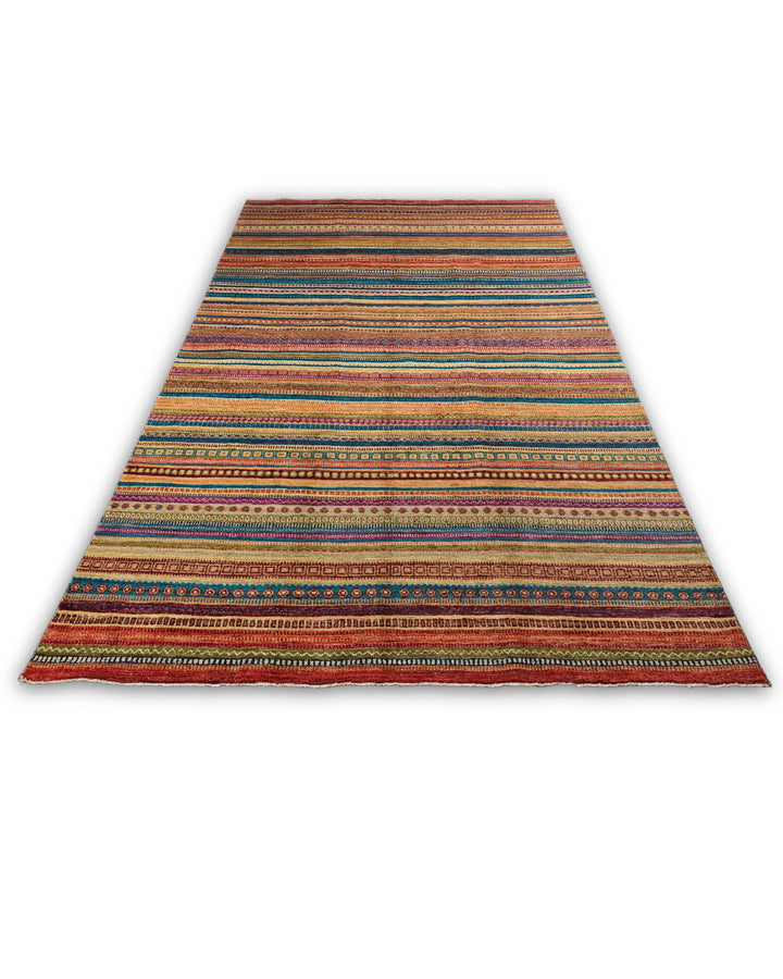 Multicolour Tribal Stripe Ghazni, Hand-Knotted Afghan Wool Rug