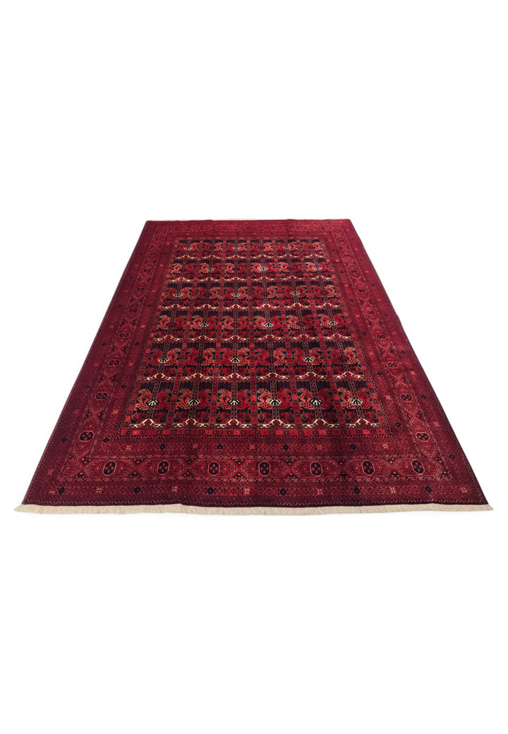 Wine Red Panel Khal Mohammadi Rug, Hand-Knotted Wool