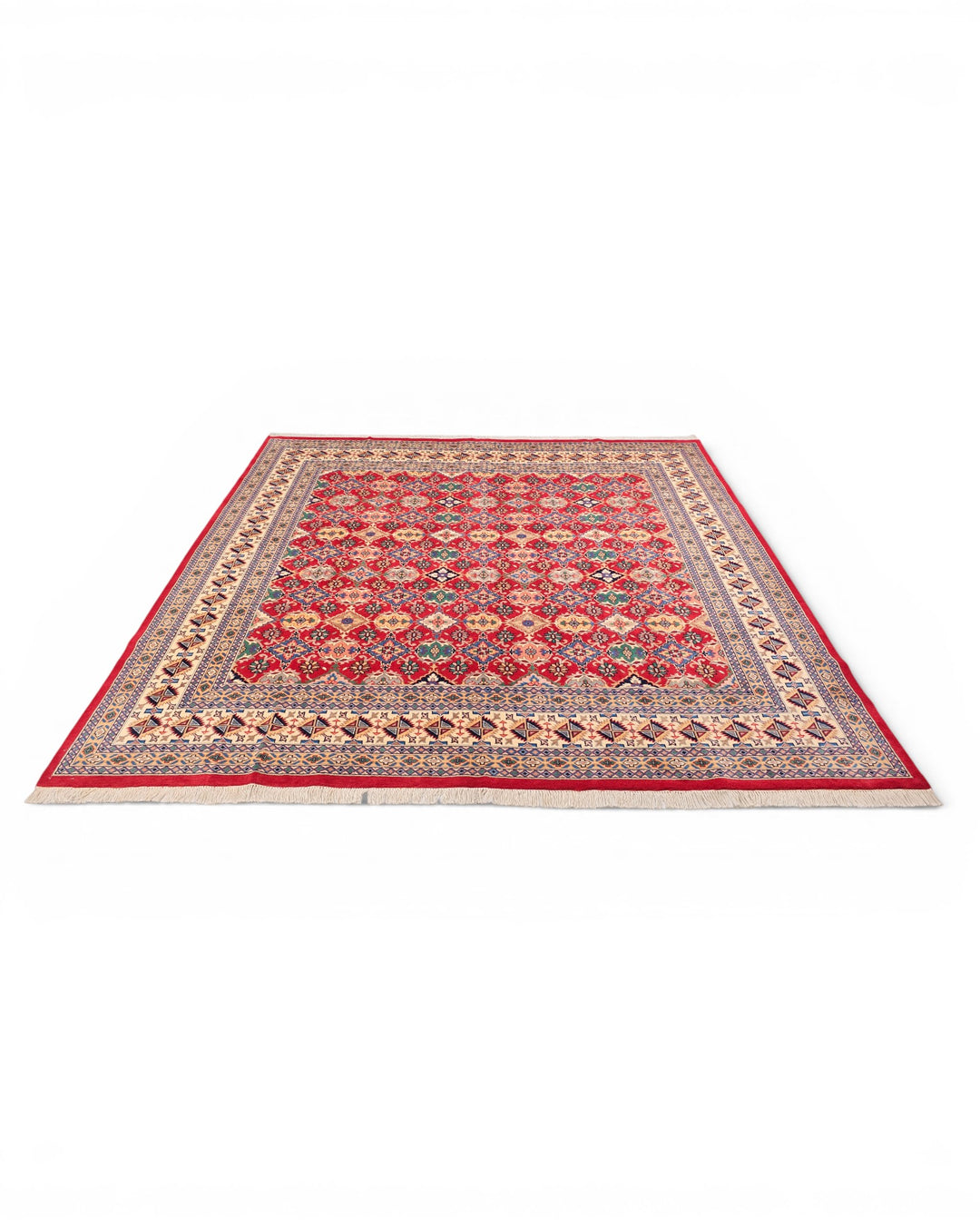 Burgundy Pakistani Jaldar, Hand-Knotted Wool Rug