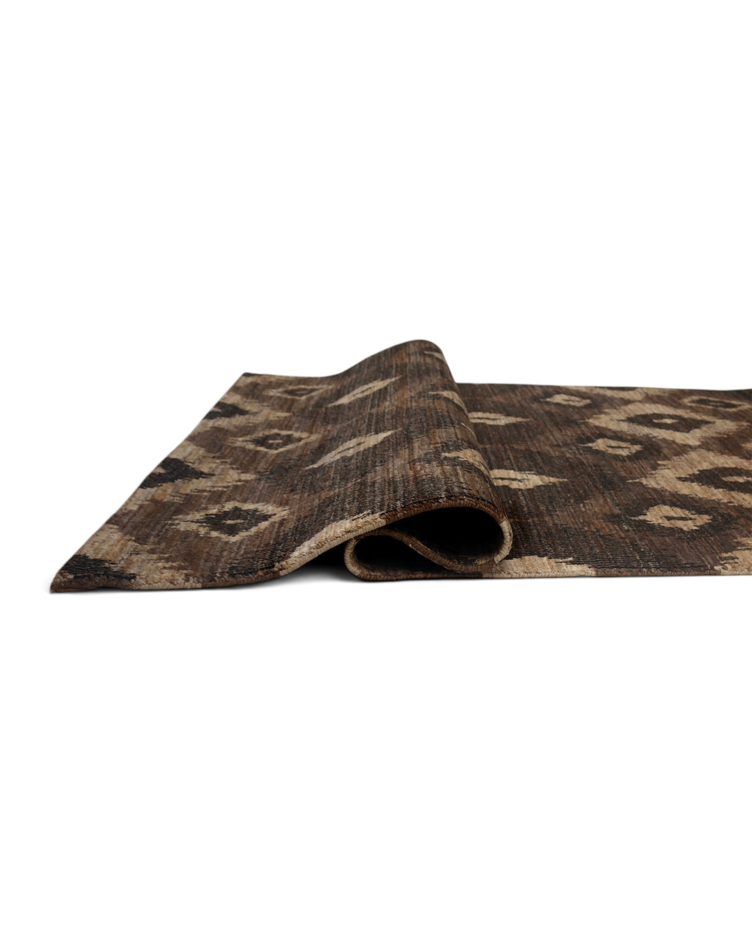 Bronze Ikat Gabbeh, Hand-Knotted Afghan Wool Rug