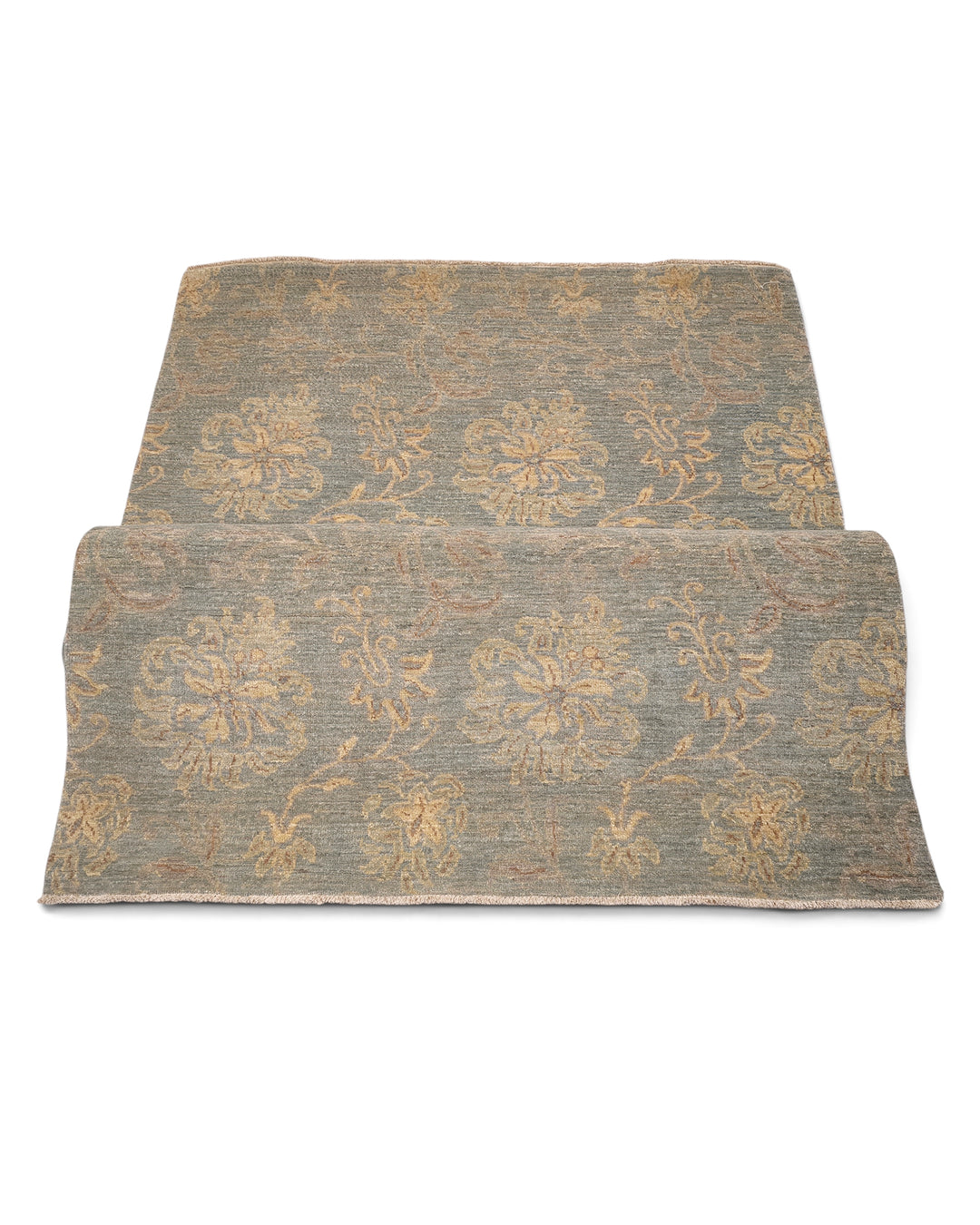 Celadon Blossom Gabbeh, Hand-Knotted Afghan Wool Rug