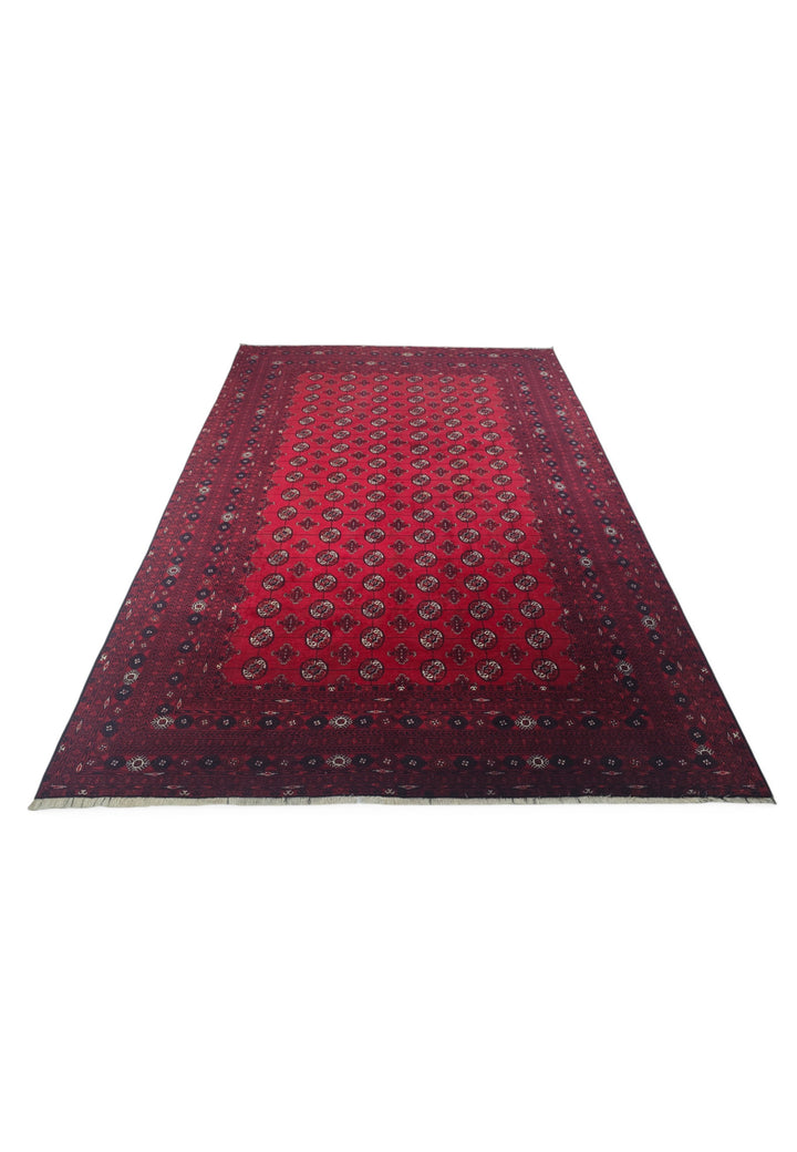 Wine Red Turkmen Gül Rug, Hand-Knotted Sherwan