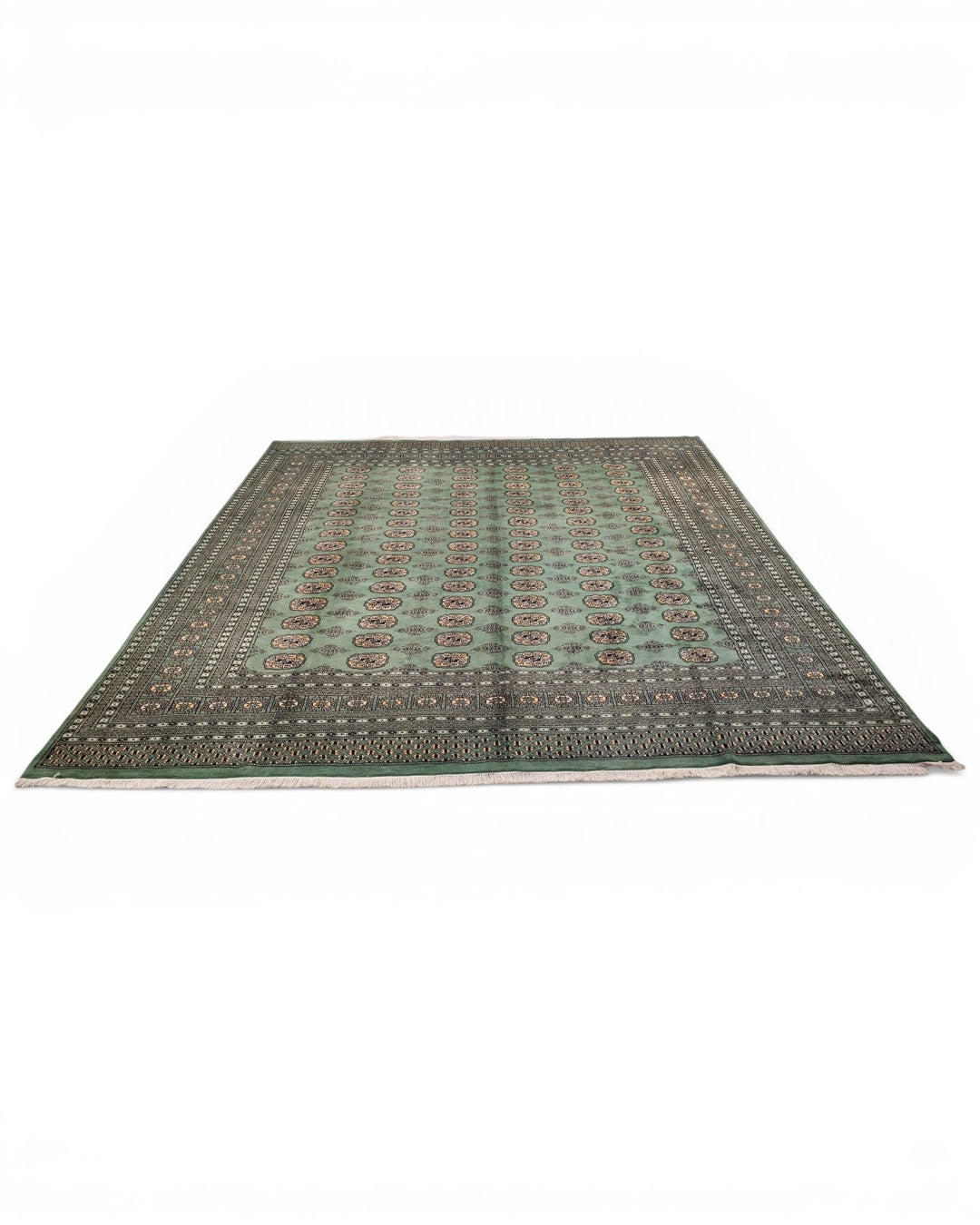 Green Gul Pakistani Bokhara, Hand-Knotted Wool &amp; Silk Rug
