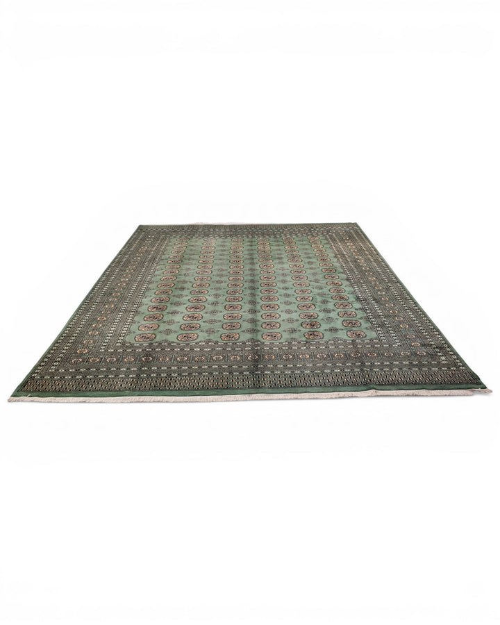Green Gul Pakistani Bokhara, Hand-Knotted Wool &amp; Silk Rug