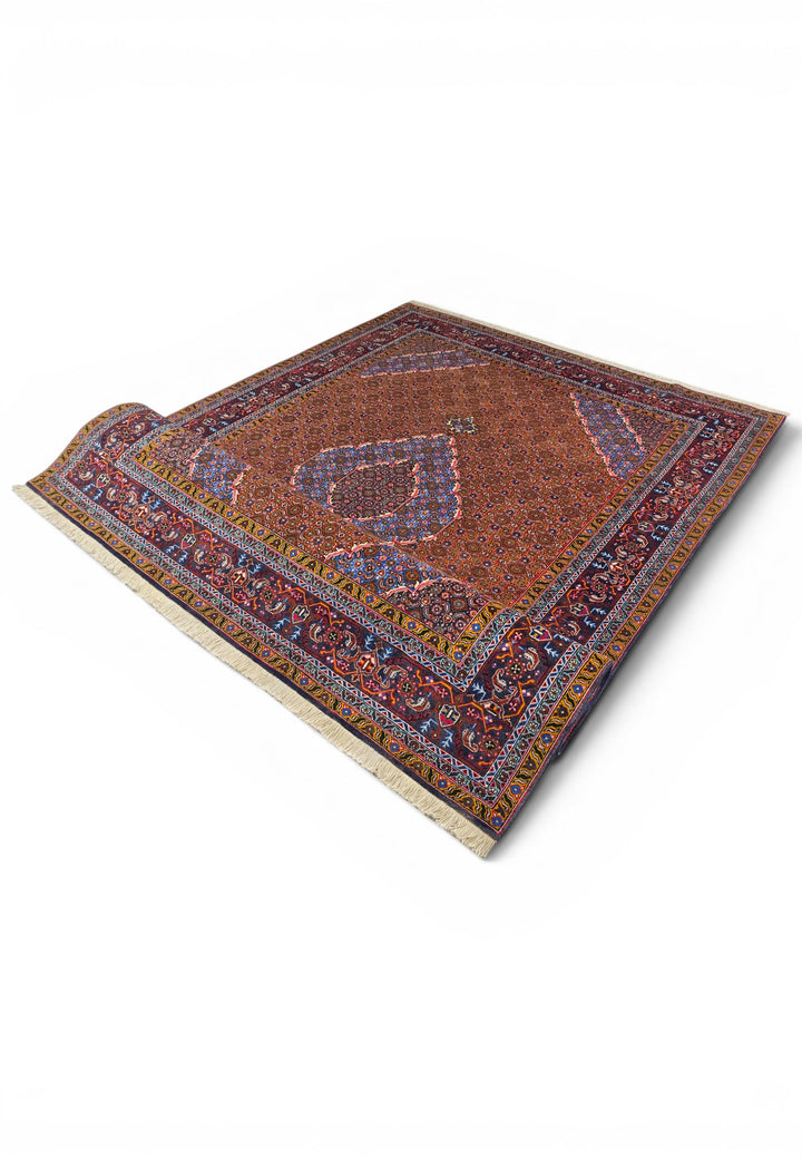 Terracotta Mahi Medallion Persian Ardabil, Hand-Knotted Wool Rug