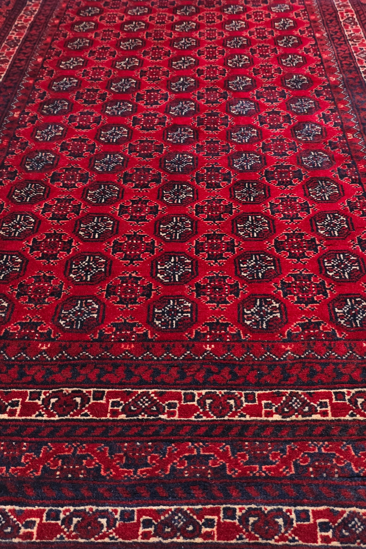 Deep Red Khan Muhammadi Rug, Hand-Knotted Wool