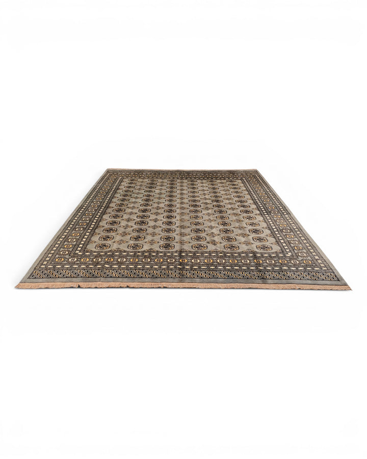 Grey Gul Pakistani Bokhara, Hand-Knotted Wool Rug