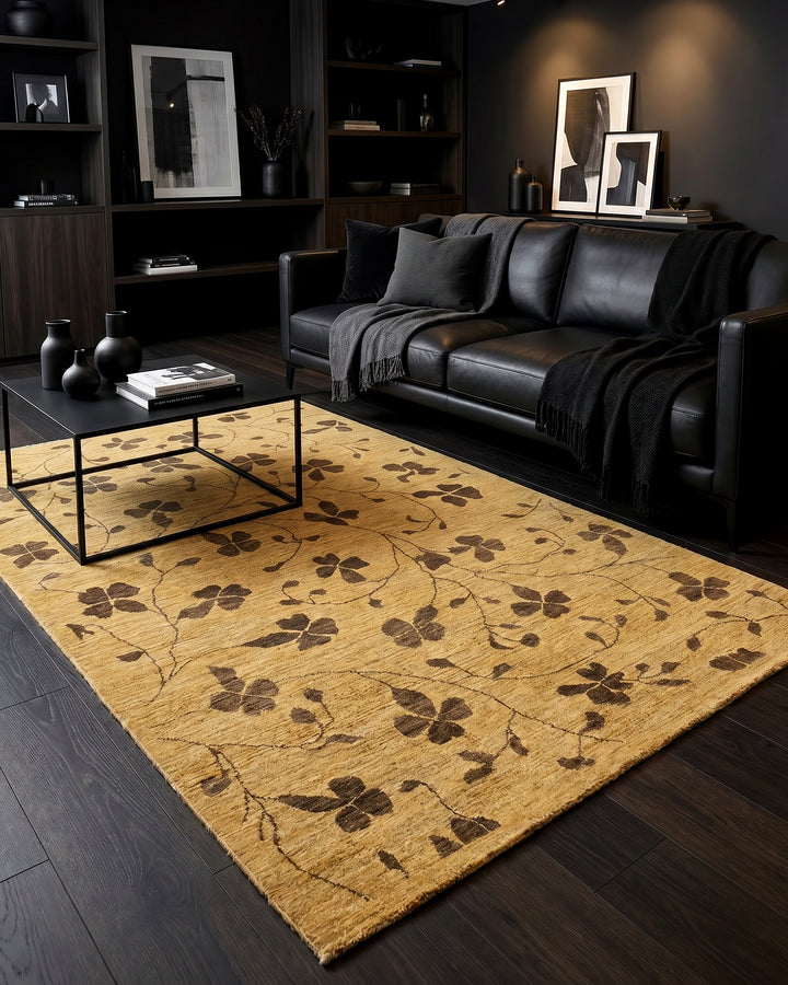 Honey Clover Gabbeh, Hand-Knotted Afghan Wool Rug