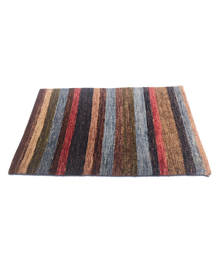 Multicolour Stripe Gabbeh, Hand-Knotted Afghan Wool Rug