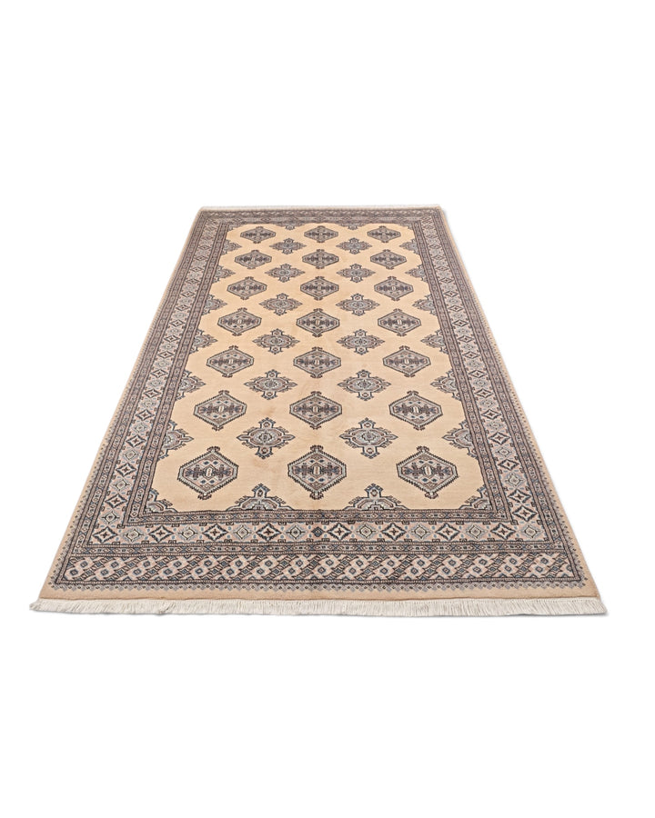 Ivory and Slate Grey Jaldar Diamond Gül, Hand-Knotted Wool Rug
