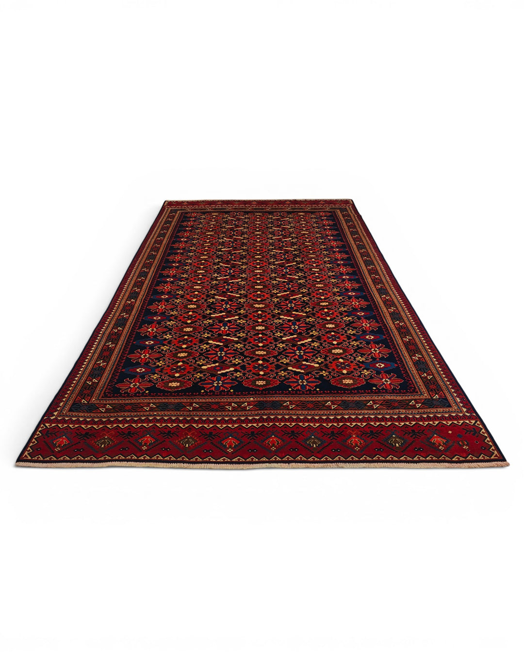 Navy Tribal Pakistani Bokhara, Hand-Knotted Wool Rug