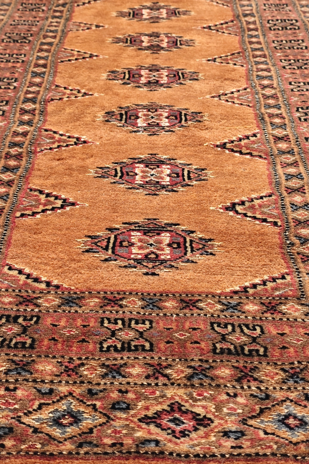 Apricot and Rose Yamoud Gül, Hand-Knotted Wool and Silk Rug