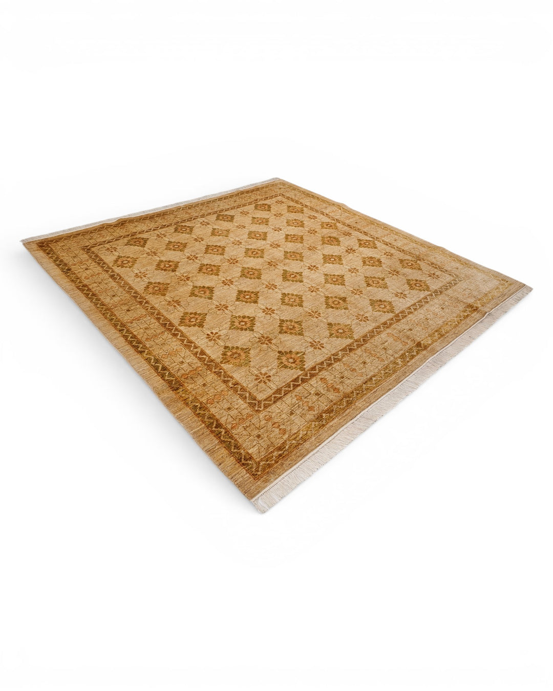 Gold Pakistani Jaldar, Hand-Knotted Wool Rug