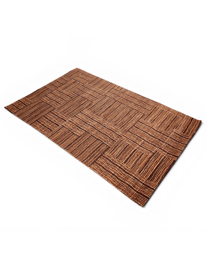 Cinnamon Patchwork Gabbeh, Hand-Knotted Afghan Wool Rug