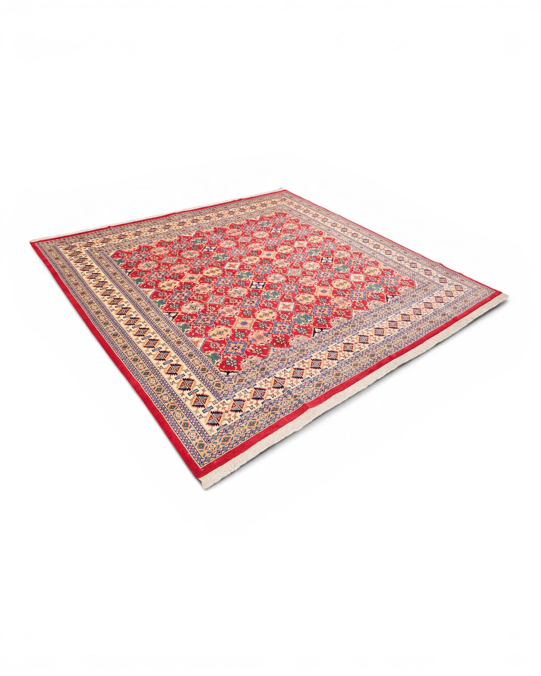 Burgundy Pakistani Jaldar, Hand-Knotted Wool Rug