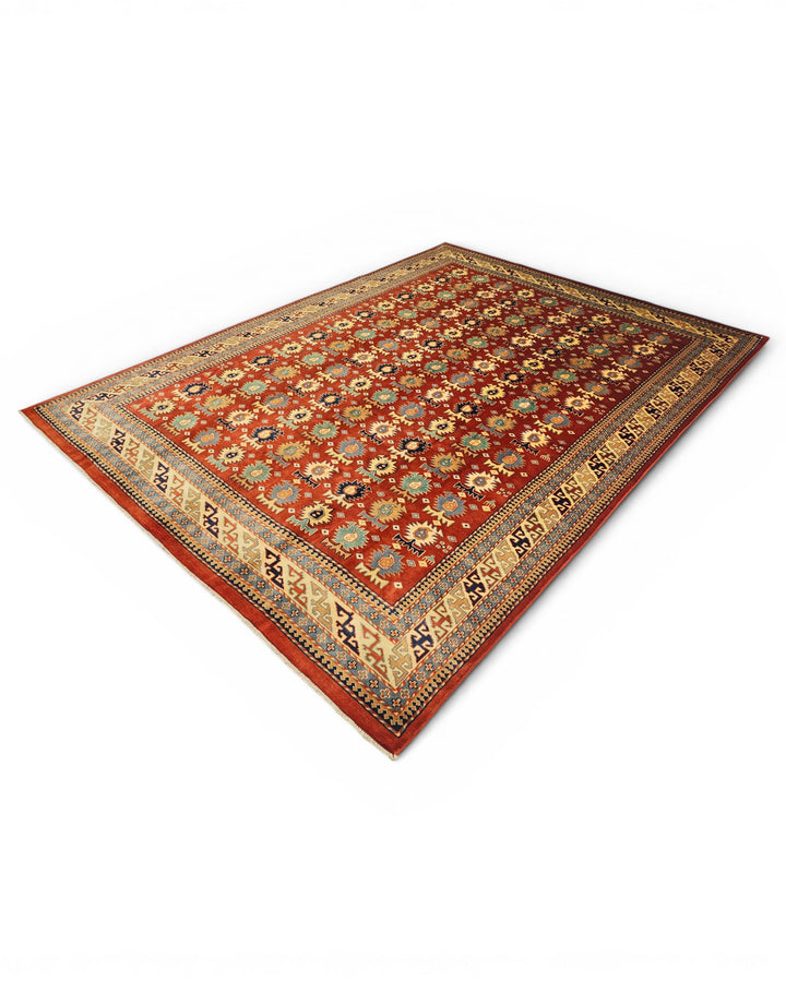 Red Tribal Afghani Sherwan, Hand-Knotted Afghan Wool Rug