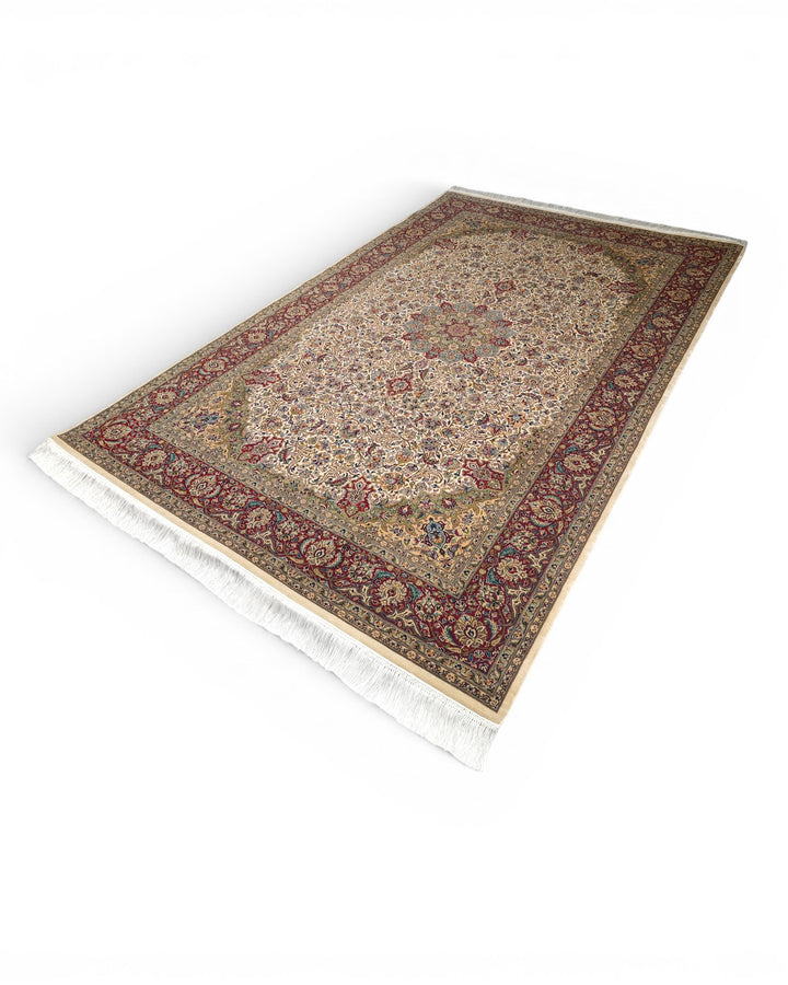Red Pakistani Double Knot, Hand-Knotted Wool Rug