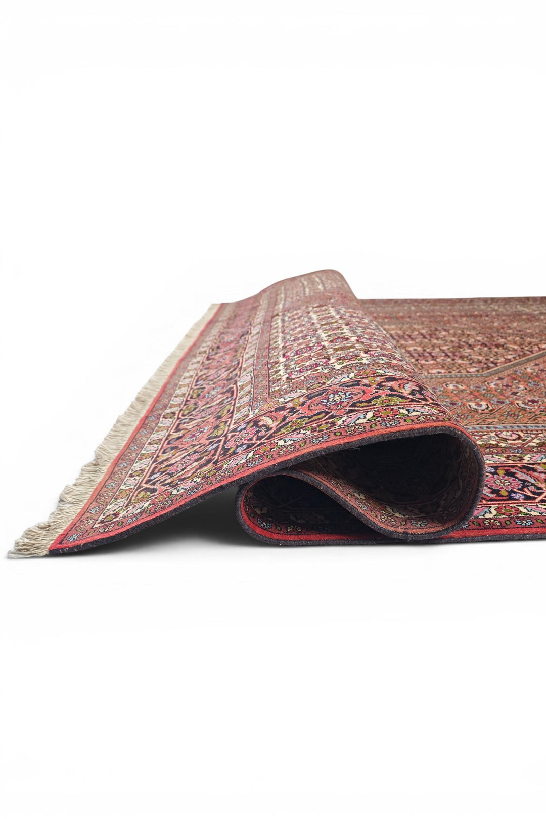 Rose Herati Medallion Persian Bijar, Hand-Knotted Wool Rug