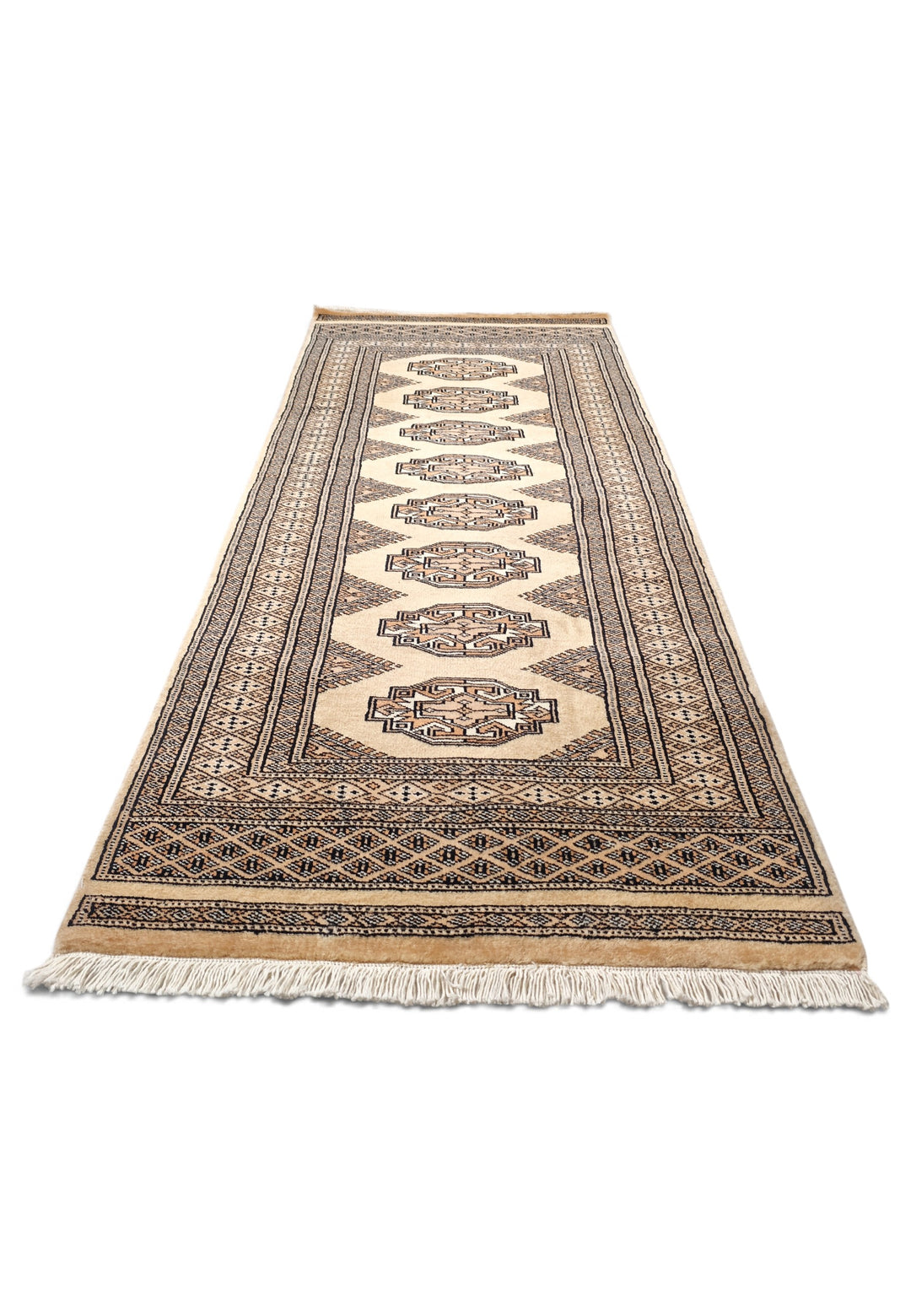 Golden Tan and Beige Yamoud Rug, Hand-Knotted Wool
