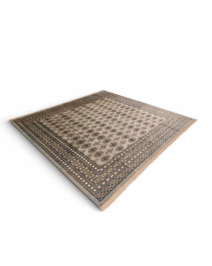 Grey Gul Pakistani Bokhara, Hand-Knotted Wool Rug