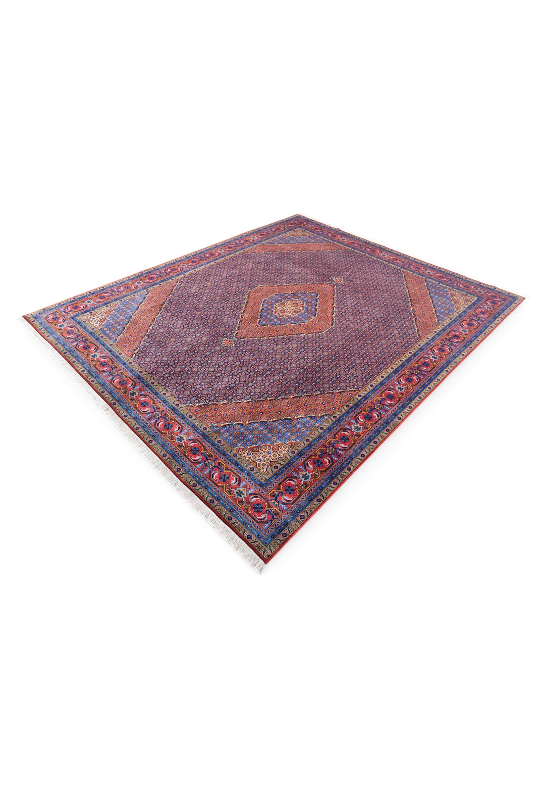 Mauve and Salmon Herati Medallion, Hand-Knotted Wool Rug