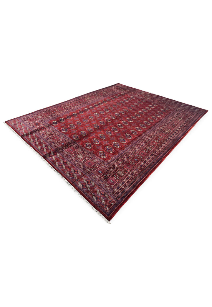 Wine Red Turkmen Gül Bokhara, Hand-Knotted Sherwan