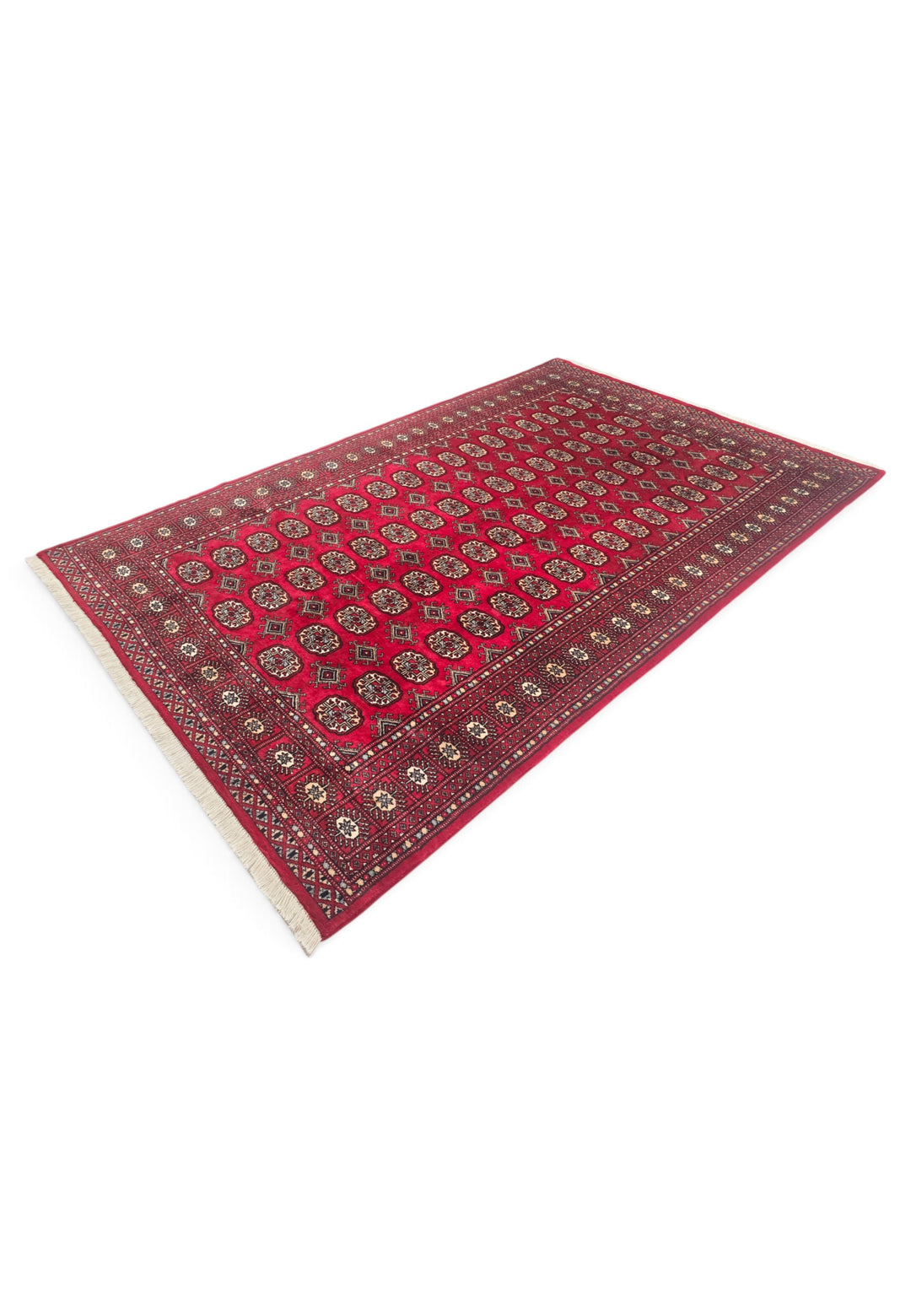 Wine Red Turkmen Gül Bokhara, Hand-Knotted Wool Rug