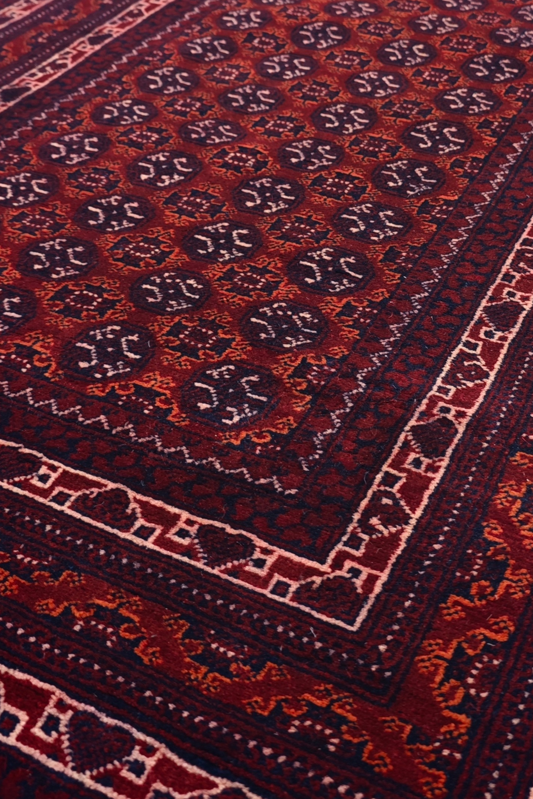 Wine Red Turkmen Gül Khan Muhammadi Runner, Hand-Knotted Wool