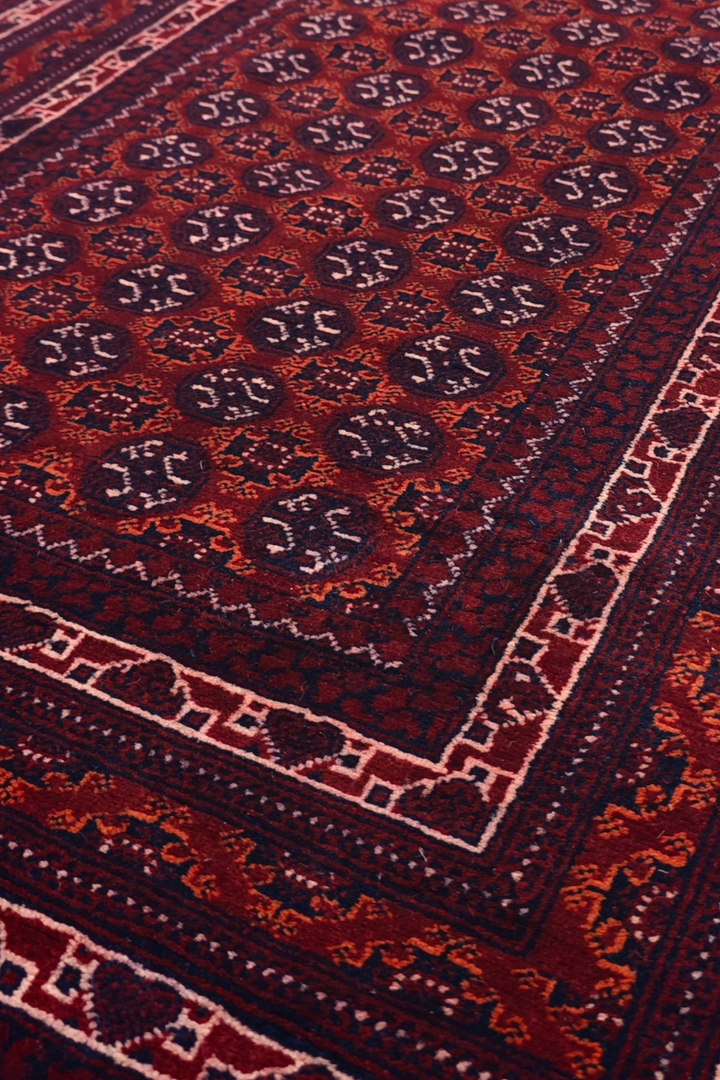 Wine Red Turkmen Gül Khan Muhammadi Runner, Hand-Knotted Wool