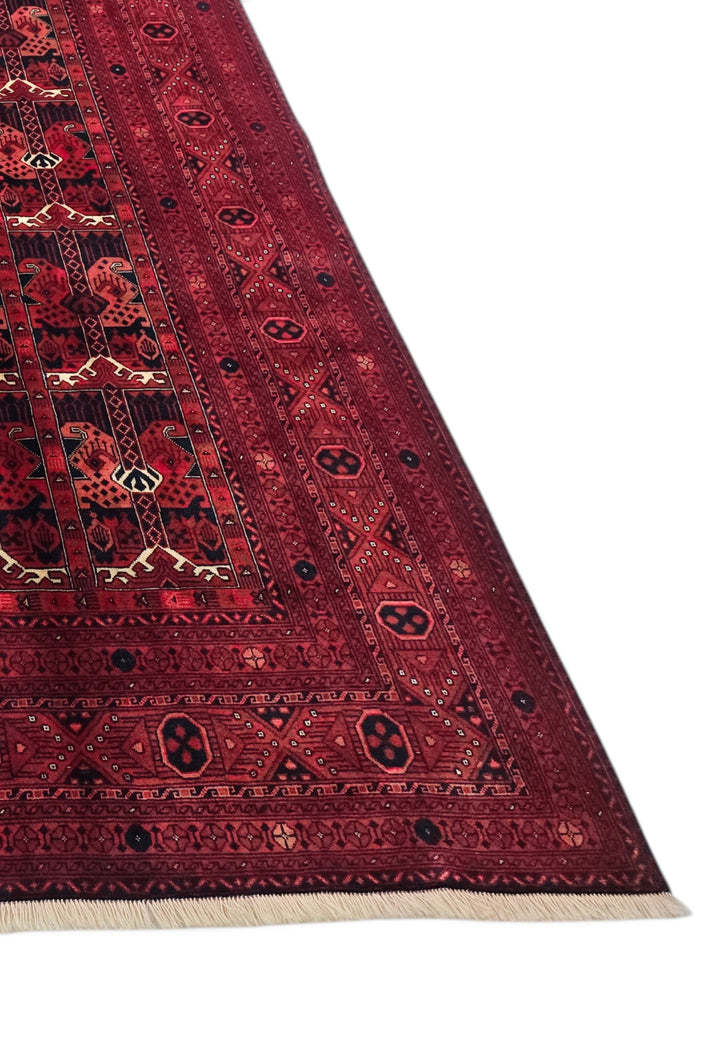 Wine Red Panel Khal Mohammadi Rug, Hand-Knotted Wool