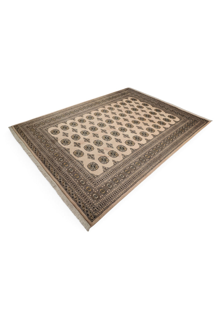 Sand and Espresso Gül and Tree Bokhara, Hand-Knotted Wool Rug (199×265cm)