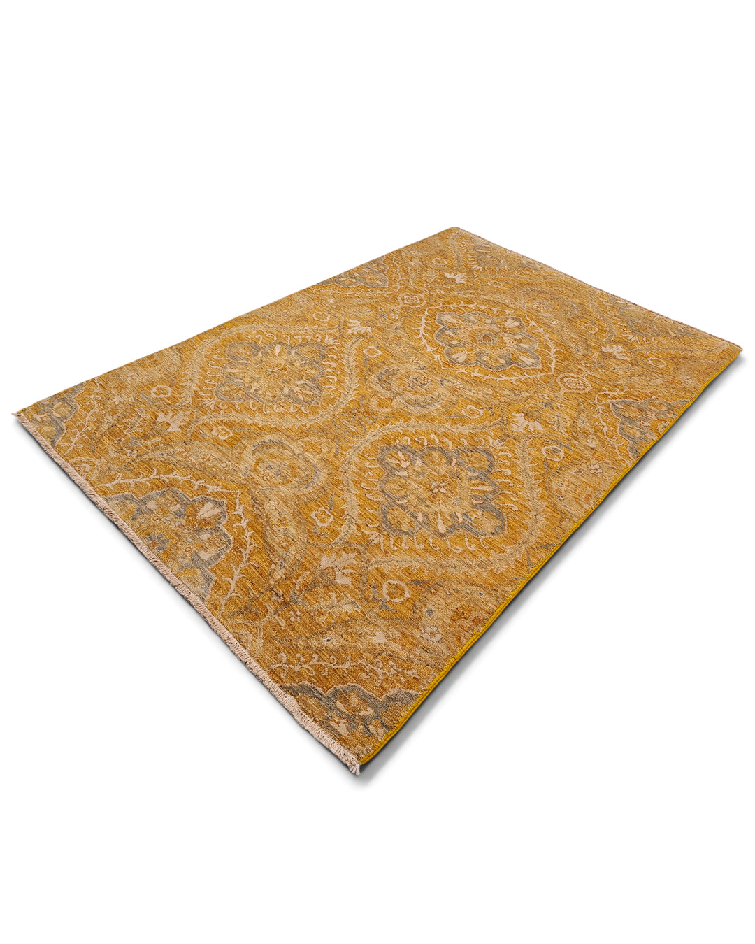 Amber Garden Gabbeh, Hand-Knotted Afghan Wool &amp; Silk Rug