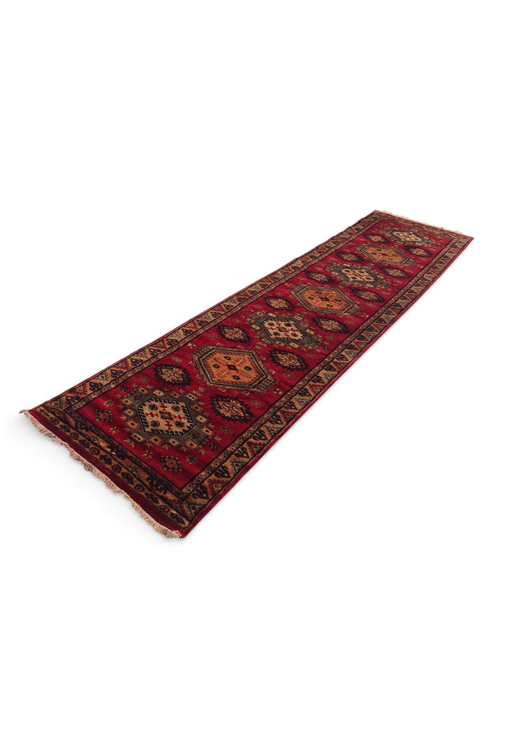 Red and Apricot Alternating Medallion, Hand-Knotted Wool Rug
